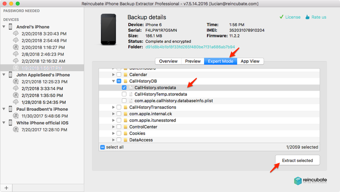 使用iPhone备份提取器提取CallHistory.storedata Extracting CallHistory.storedata with iPhone Backup Extractor