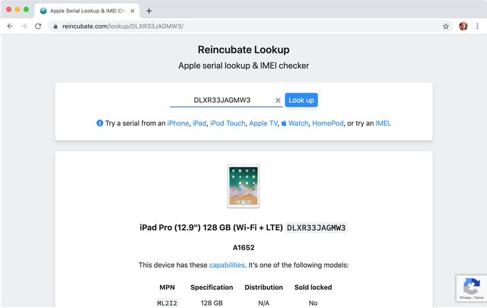 Reincubate Lookup demonstrating validation and autocompletion with the DeviceIdentifier API