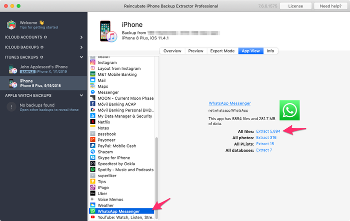 WhatsApp's files shown in App view mode WhatsApp's files shown in App view mode